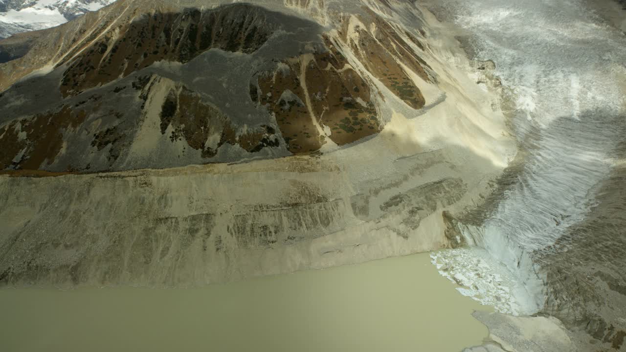 空中冰川和融水湖泊在喜马拉雅山，不丹视频下载