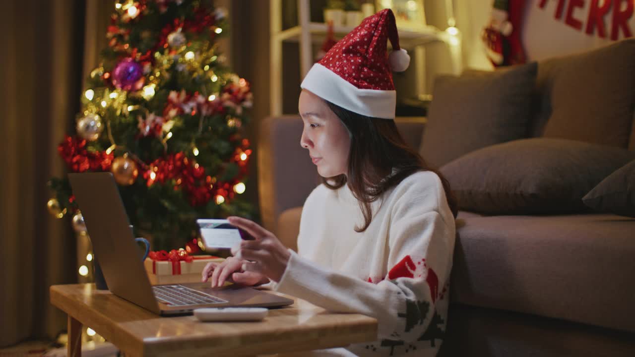 圣诞节在家网上购物视频素材