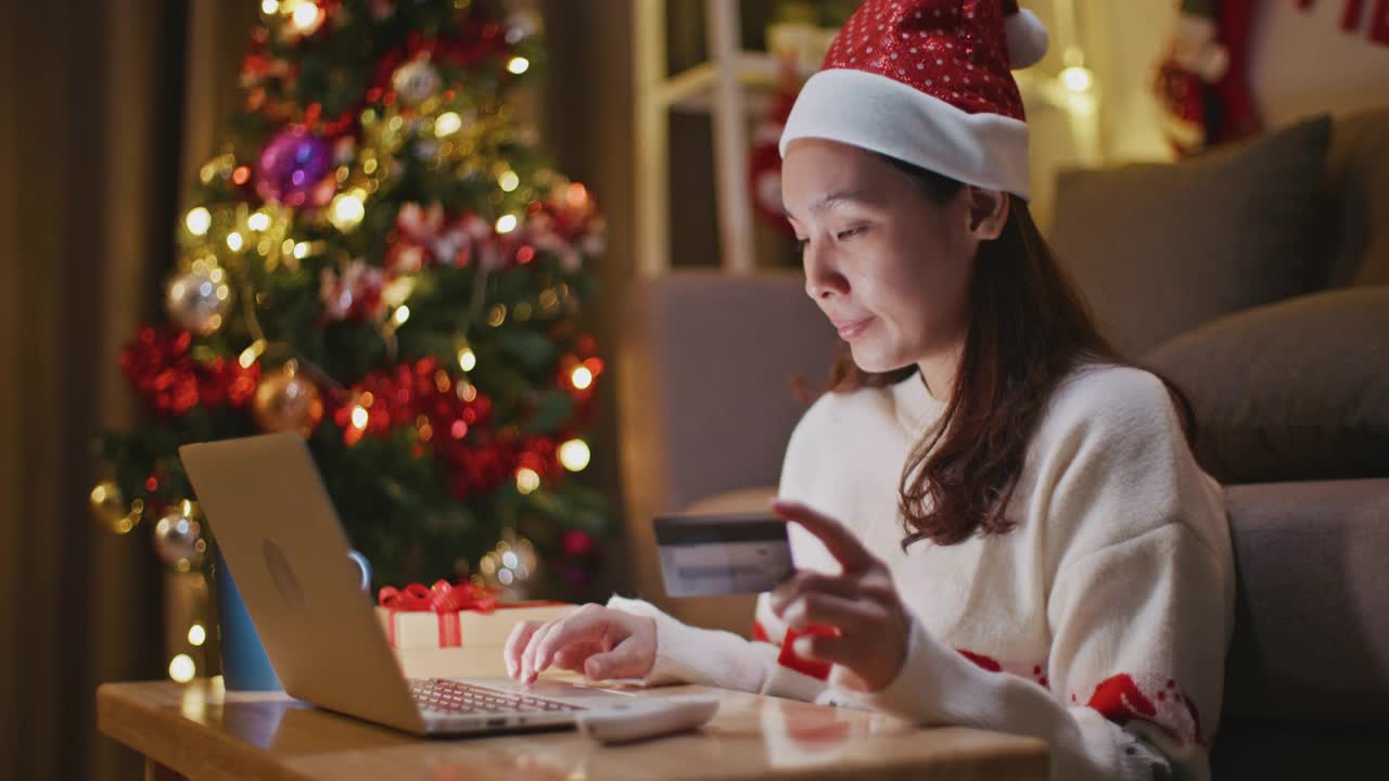 圣诞节在家网上购物视频素材