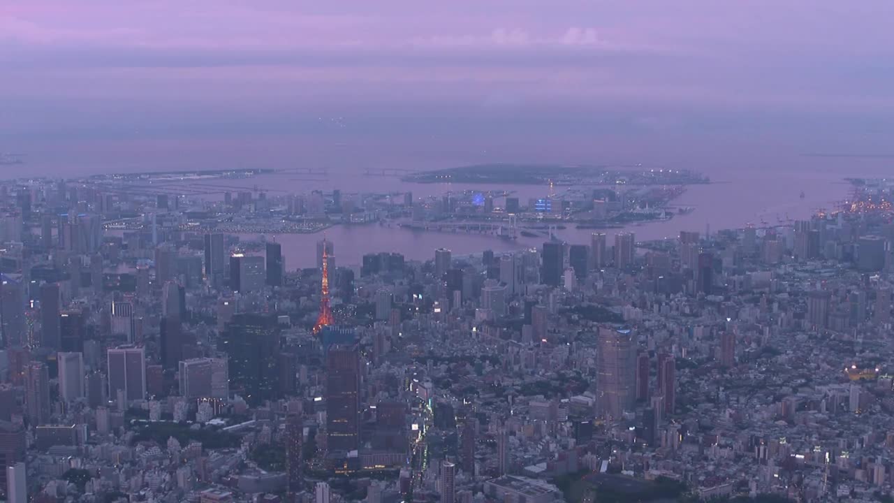 空中，黄昏的东京，日本视频下载