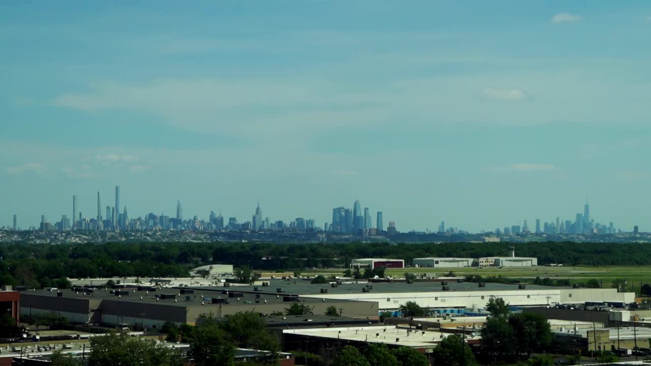 泽西城和纽约天际线的大镜头视频下载