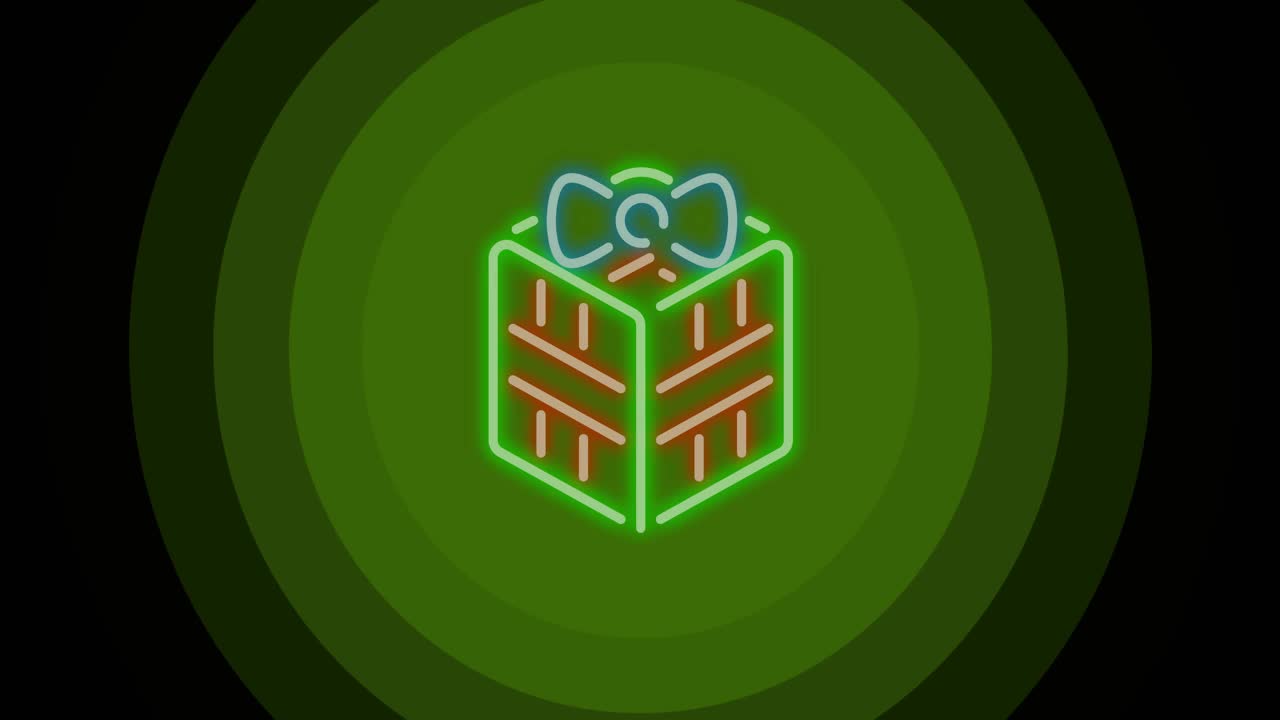 动画圣诞礼物在绿色的圆圈视频下载