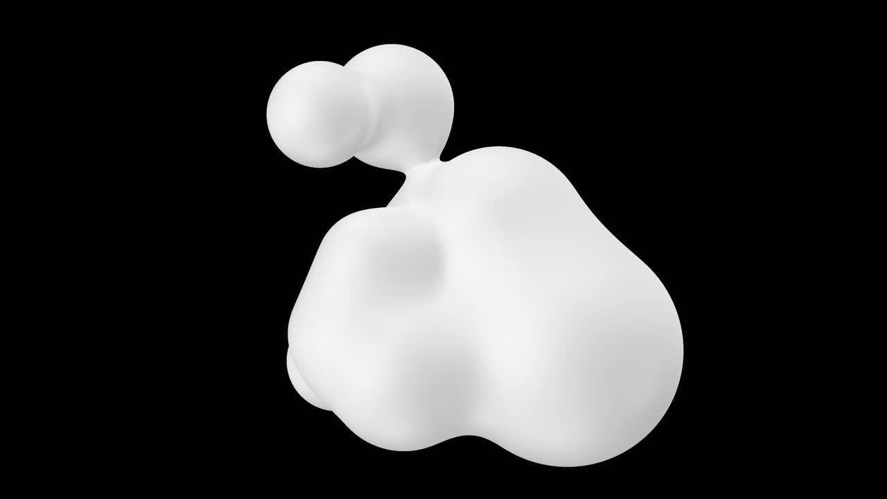 三维动画抽象光滑的液体形状。透明背景。抽象变形奶油白色形式呈现在UHD与阿尔法通道。4k无缝循环3D动画。视频下载