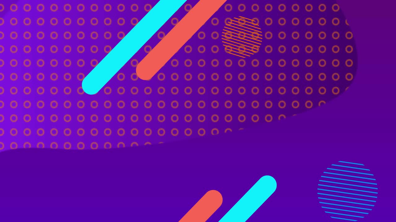 动画的颜色几何形状在紫色的背景视频下载