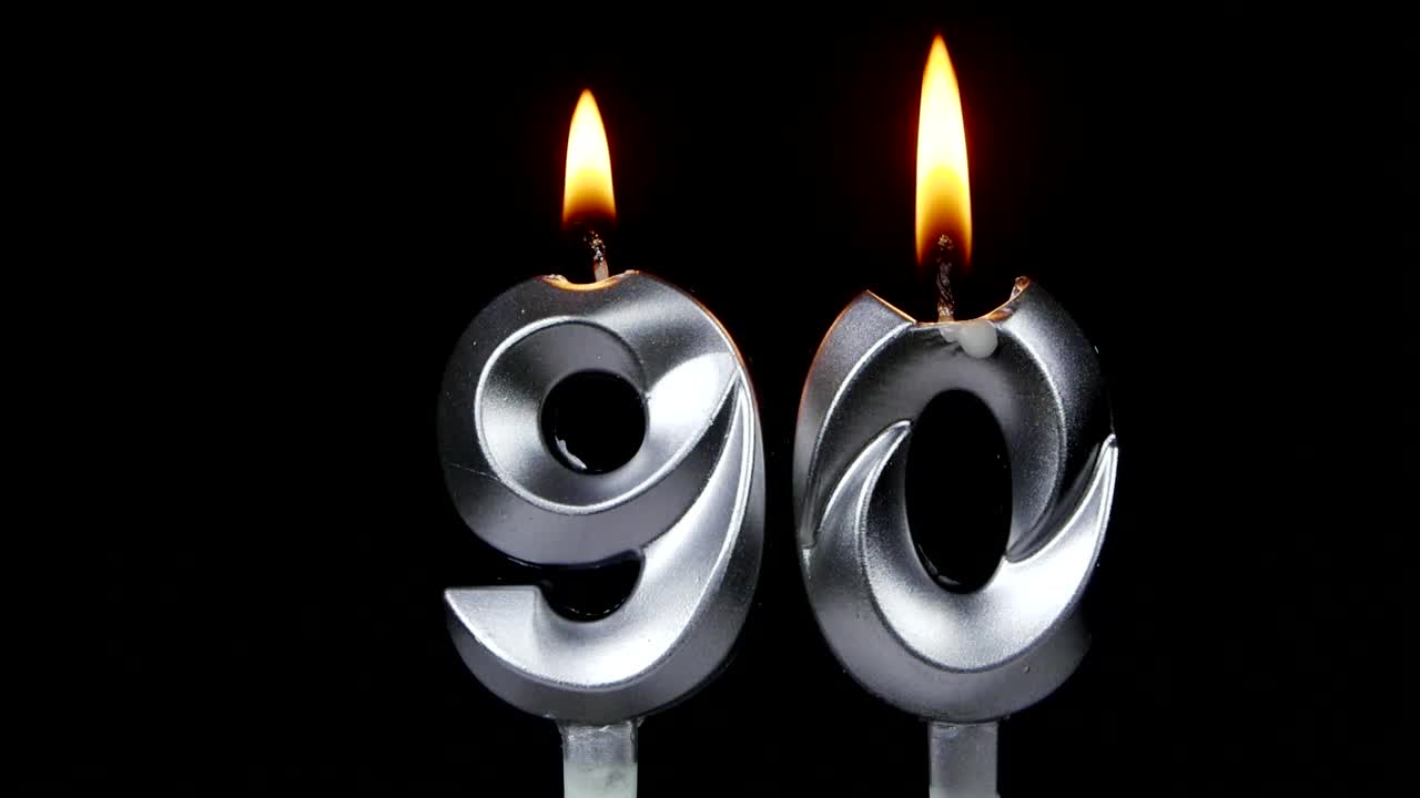黑色上的银色生日蜡烛，90号视频下载