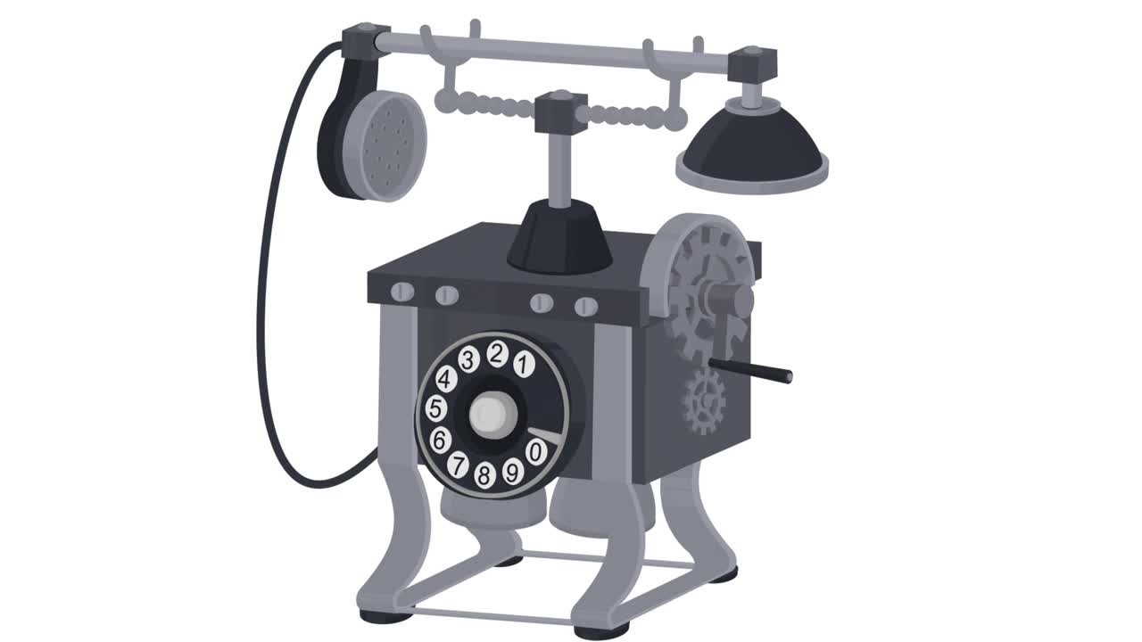 电话。动画的一个电话到复古电话。卡通视频素材