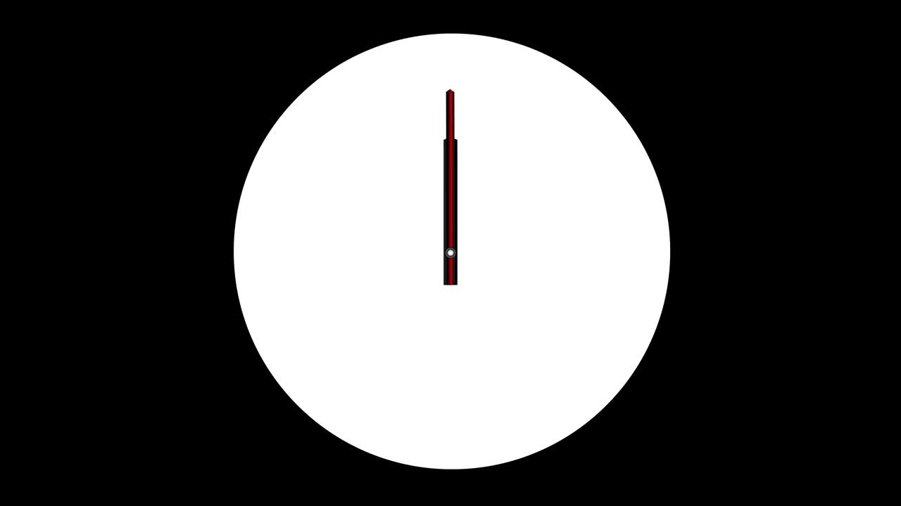 时钟时间间隔循环12小时-时钟-墙壁时钟-最小抽象运动3d渲染时钟时间概念时间间隔小时-时钟时间间隔-时钟时间间隔循环- 12小时时间间隔-白色时钟循环-黑色背景-时钟时间视频素材