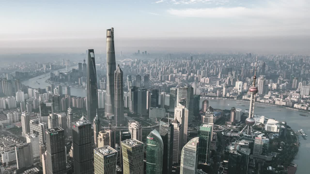 空中俯瞰上海天际线视频素材