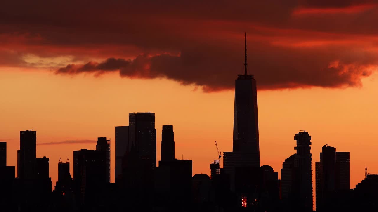曼哈顿市中心天际线黄昏视频素材