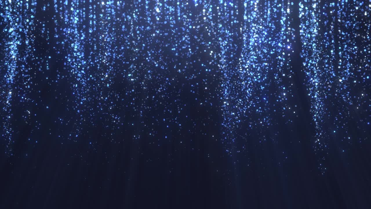 环形的闪烁粒子下落在慢动作-圣诞节，魅力，抽象的下落粒子背景在蓝色视频下载