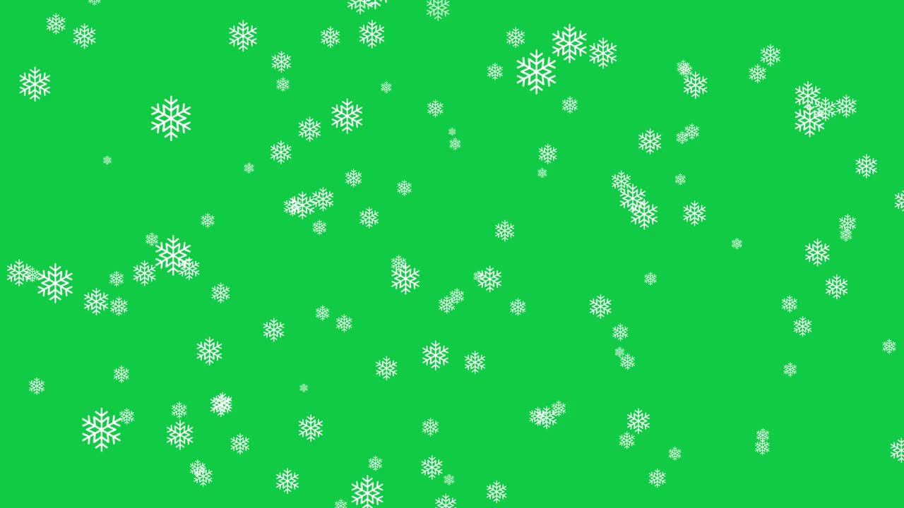 4k圣诞雪花粒子背景视频-冬季雪背景与绿色屏幕的色度键控视频下载