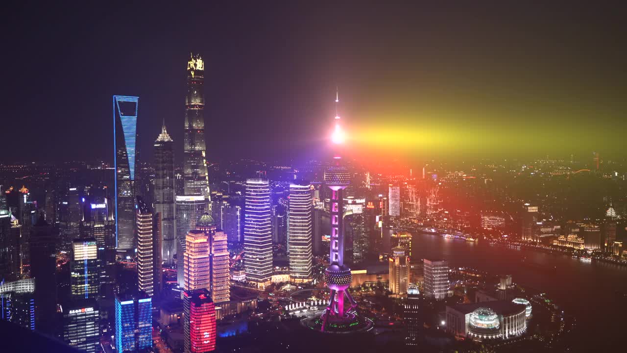 上海节日之夜，国庆佳节上海城市灯光秀视频下载