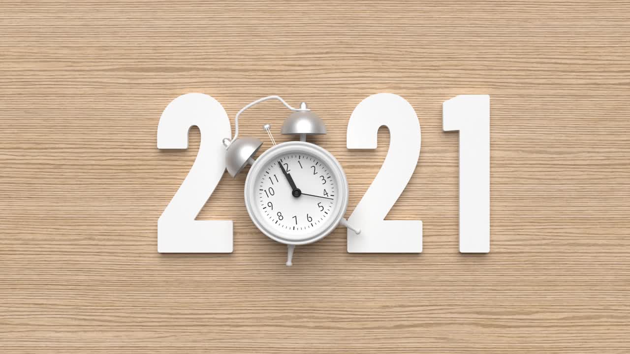带时钟的2022年圣诞新年办公室表4K分辨率视频素材