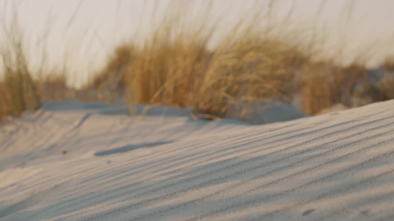 意大利撒丁岛海滩上日落的慢镜头。视频素材