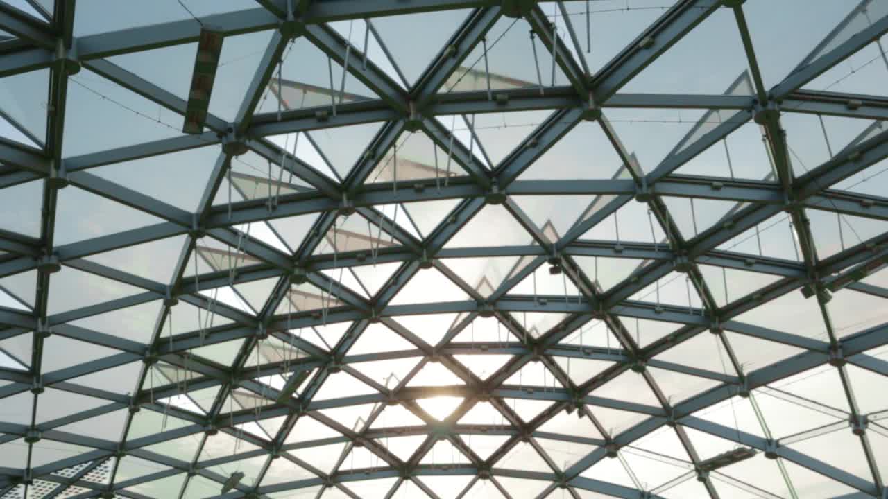 玻璃屋顶的温室图案几何窗框视频素材