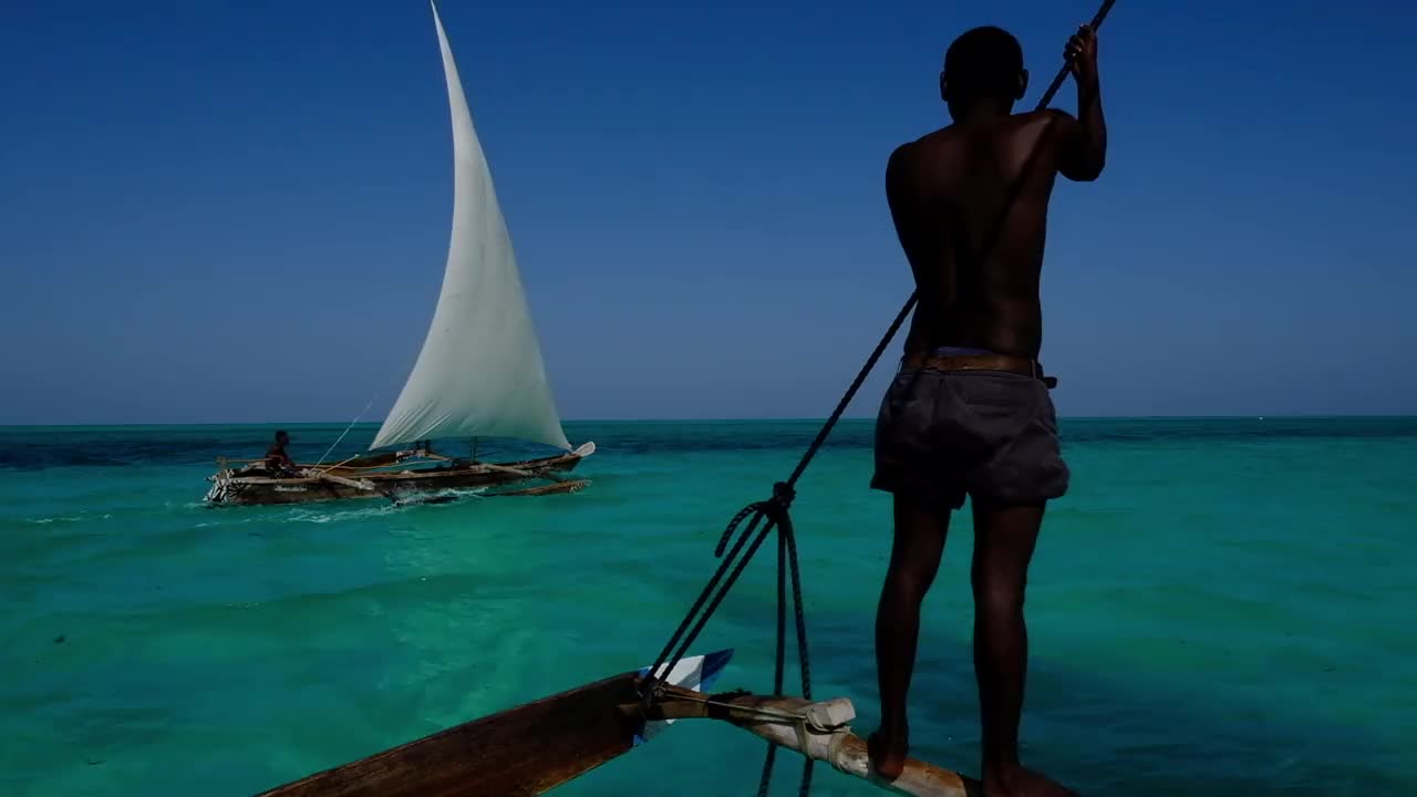 桑给巴尔岛的渔船视频下载