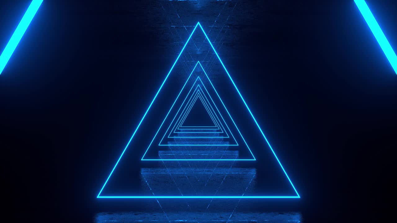 4K未来主义霓虹灯紫外荧光灯隧道可循环动画黑色背景视频素材