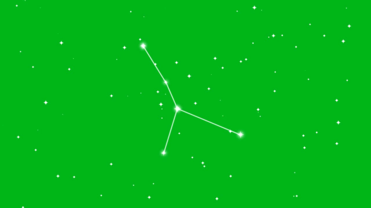 代表黄道十二宫巨蟹座，绿色屏幕背景上闪烁的星星视频下载