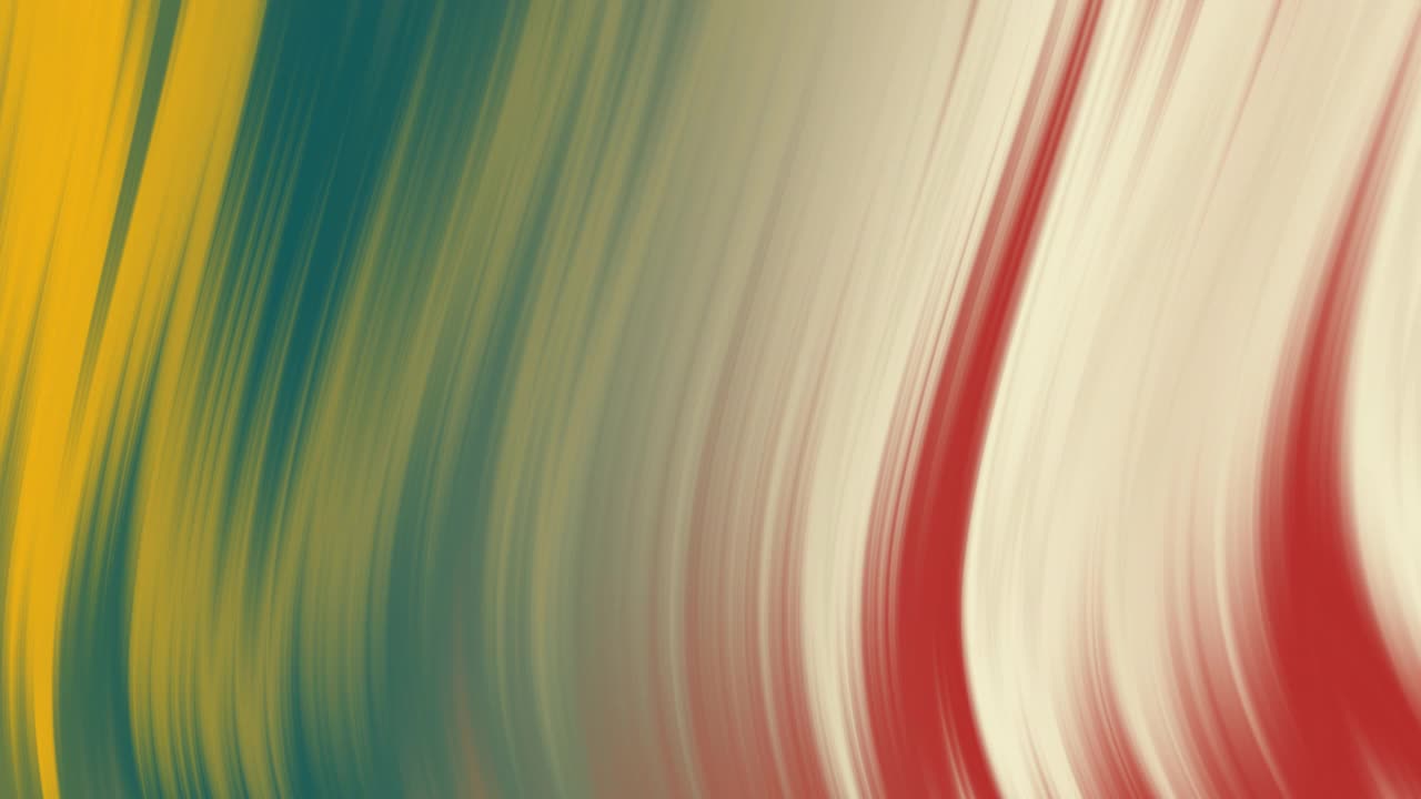 流体振动梯度镜头。移动4k动画的绿色，黄色，红色，米色与平滑的移动，在框架摇摆到一边的复制空间。抽象线条背景概念视频素材