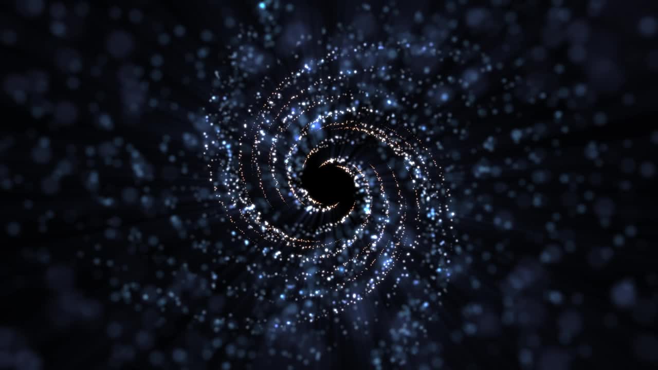 蓝色螺旋星系恒星和粒子背景视频素材