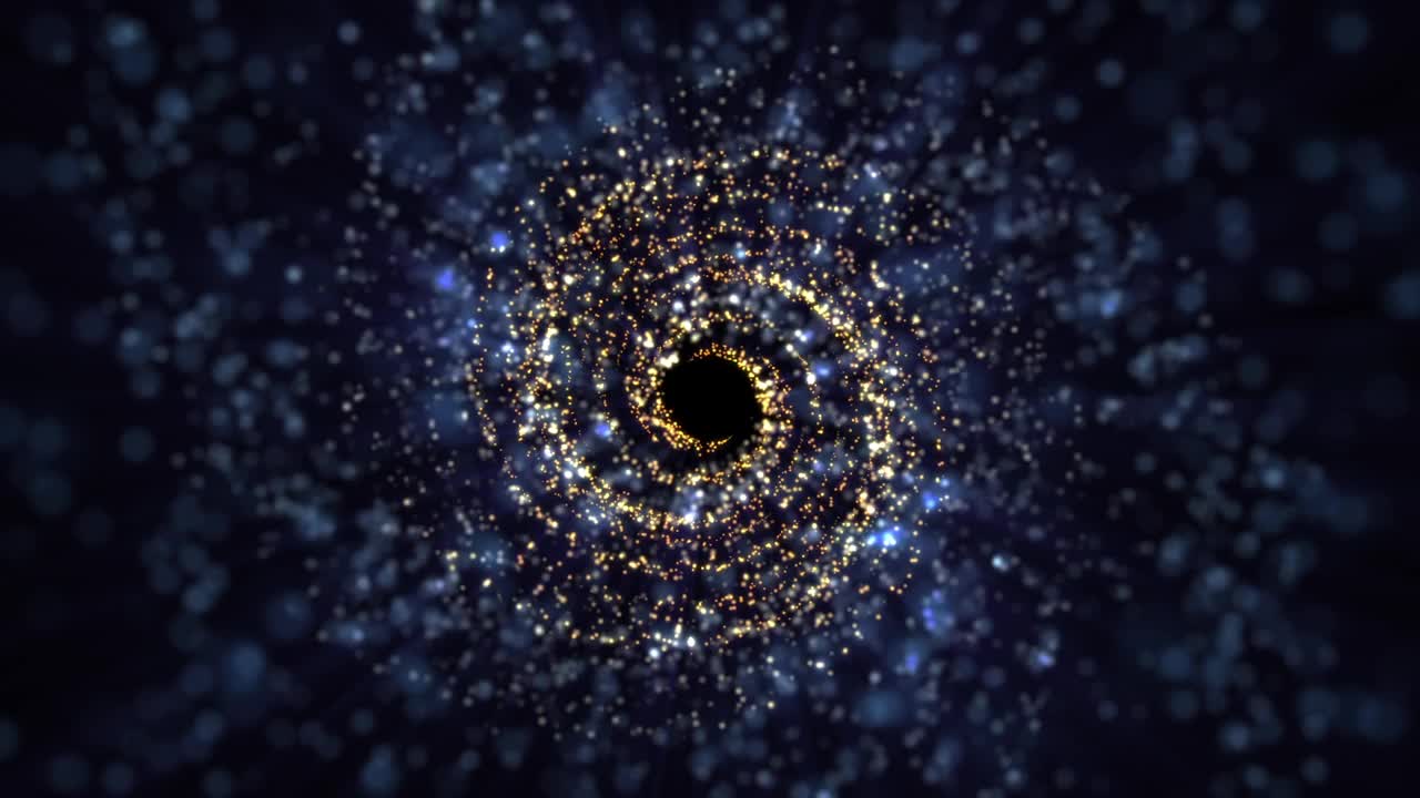 蓝色螺旋星系恒星和粒子背景视频素材