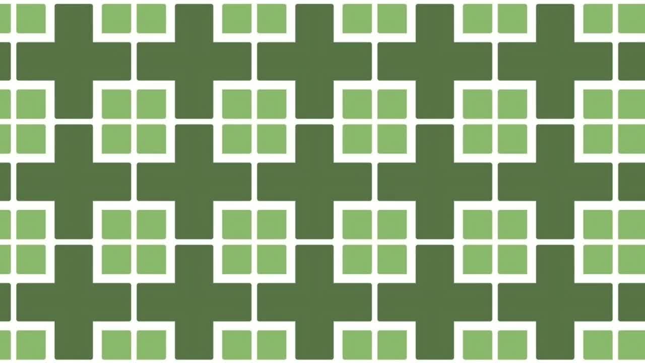 几何绿色方块侧向滑动的运动。图形视频下载
