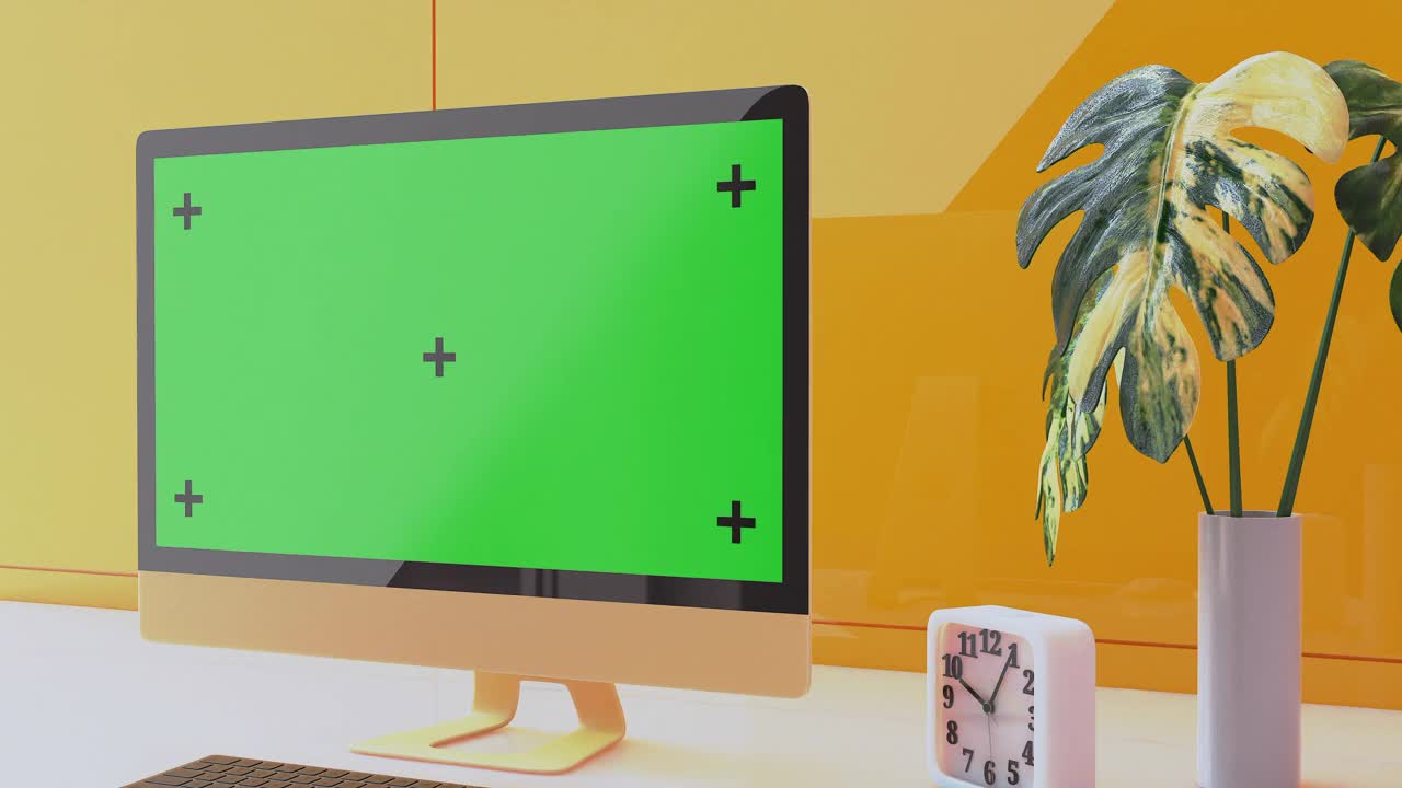 黄色的电脑显示器。视频素材