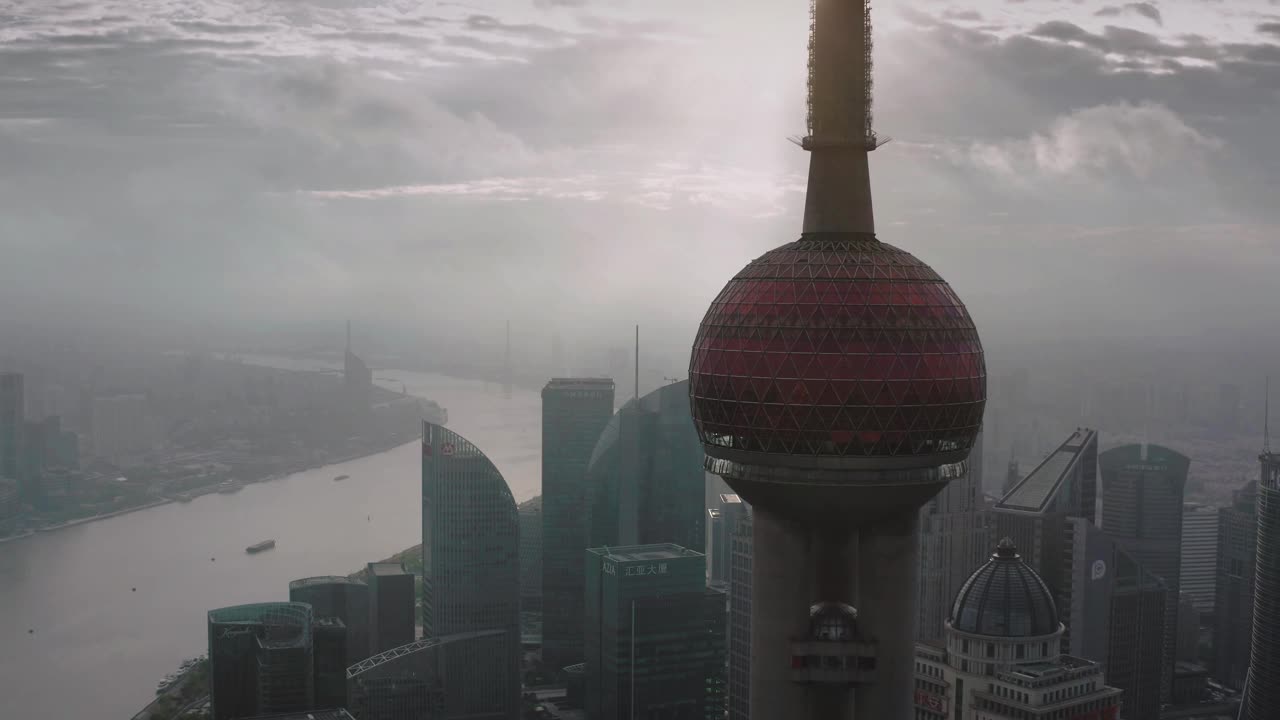 陆家嘴金融区鸟瞰图，上海，中国。视频下载