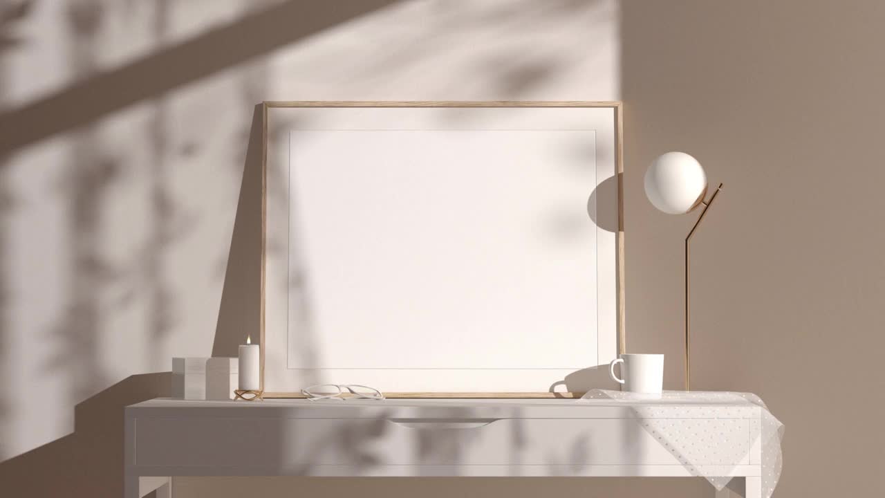 空白木a5框架模型室内背景，循环运动视频下载