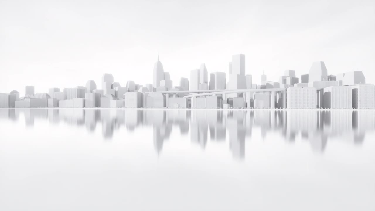 飞过抽象的城市景观-建筑模型，城市规划，城市背景视频素材