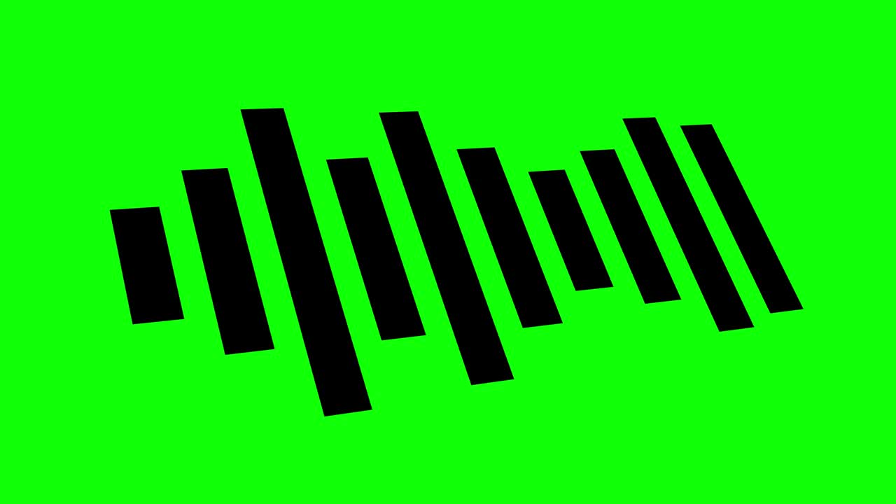 音频波形，声谱。干净的设计音频波形可视化。关闭，慢动作，隔离在绿色屏幕背景，色度键。视频下载