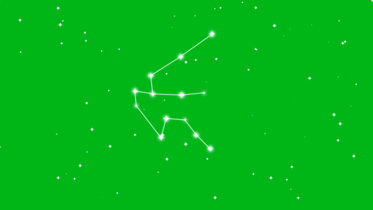 代表黄道带水瓶座与闪烁的星星在绿色的屏幕背景视频下载