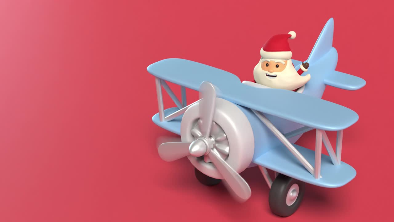 圣诞老人在飞机上为圣诞节准备4K分辨率的红色礼物视频素材