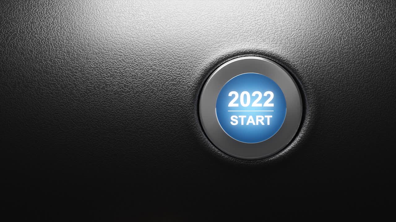 2022年开始。新年快乐按钮。3 d电影视频素材