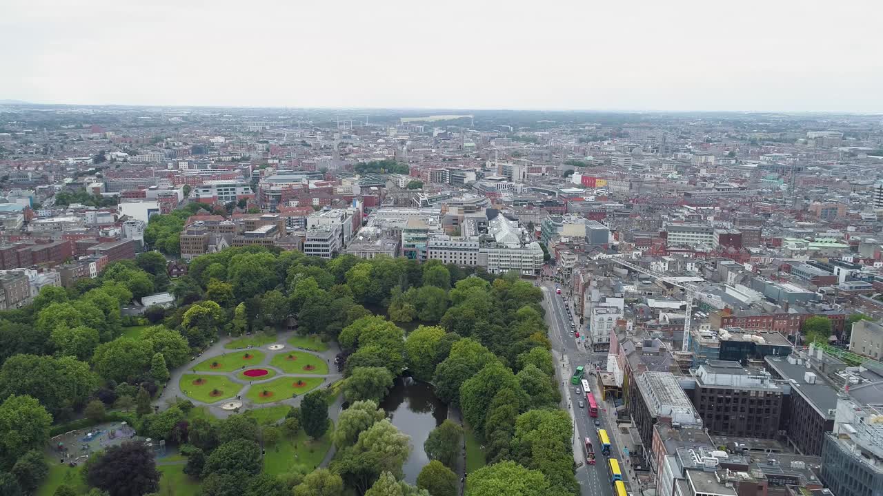 圣斯蒂芬绿鸟瞰图，都柏林，爱尔兰视频素材