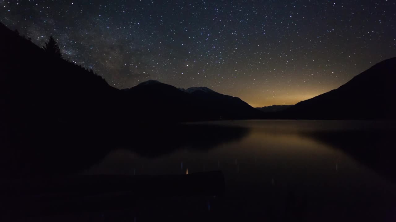 当星星在天空中移动时，黄石国家公园的封锁延时风景视频素材