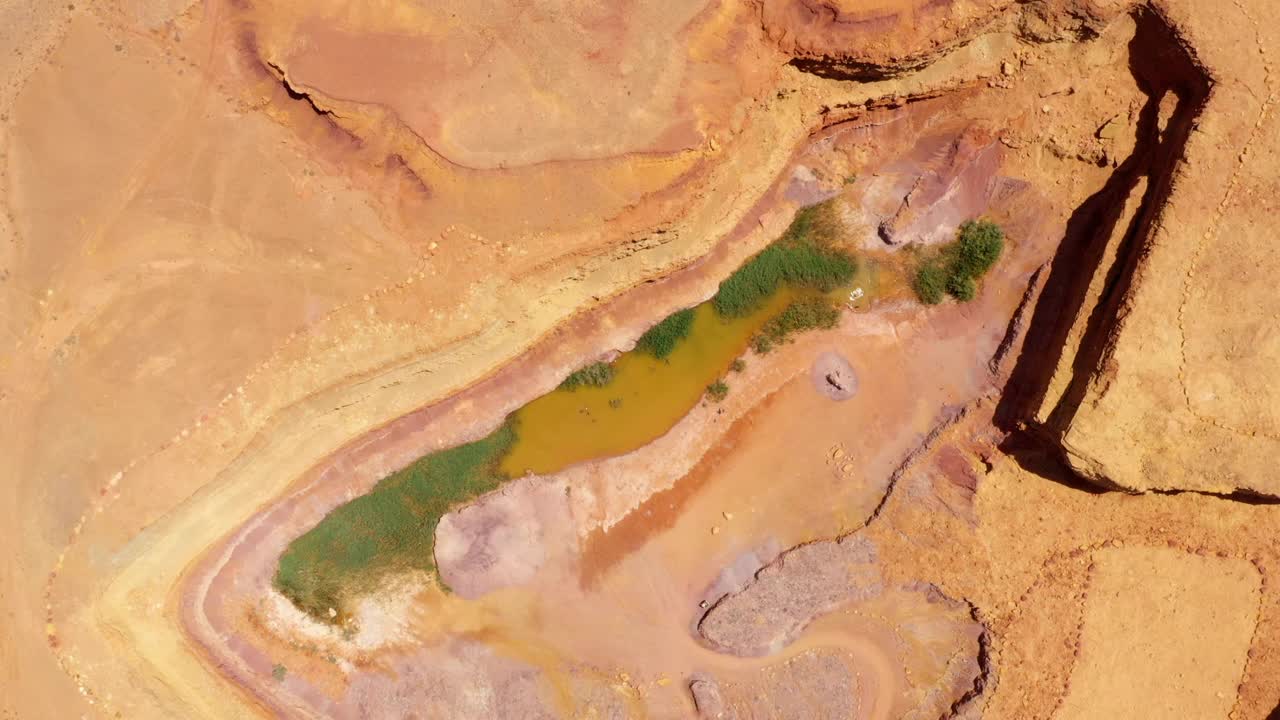 在阳光明媚的日子里，沙漠中的干池塘的美丽景色-米兹佩·拉蒙，以色列视频下载