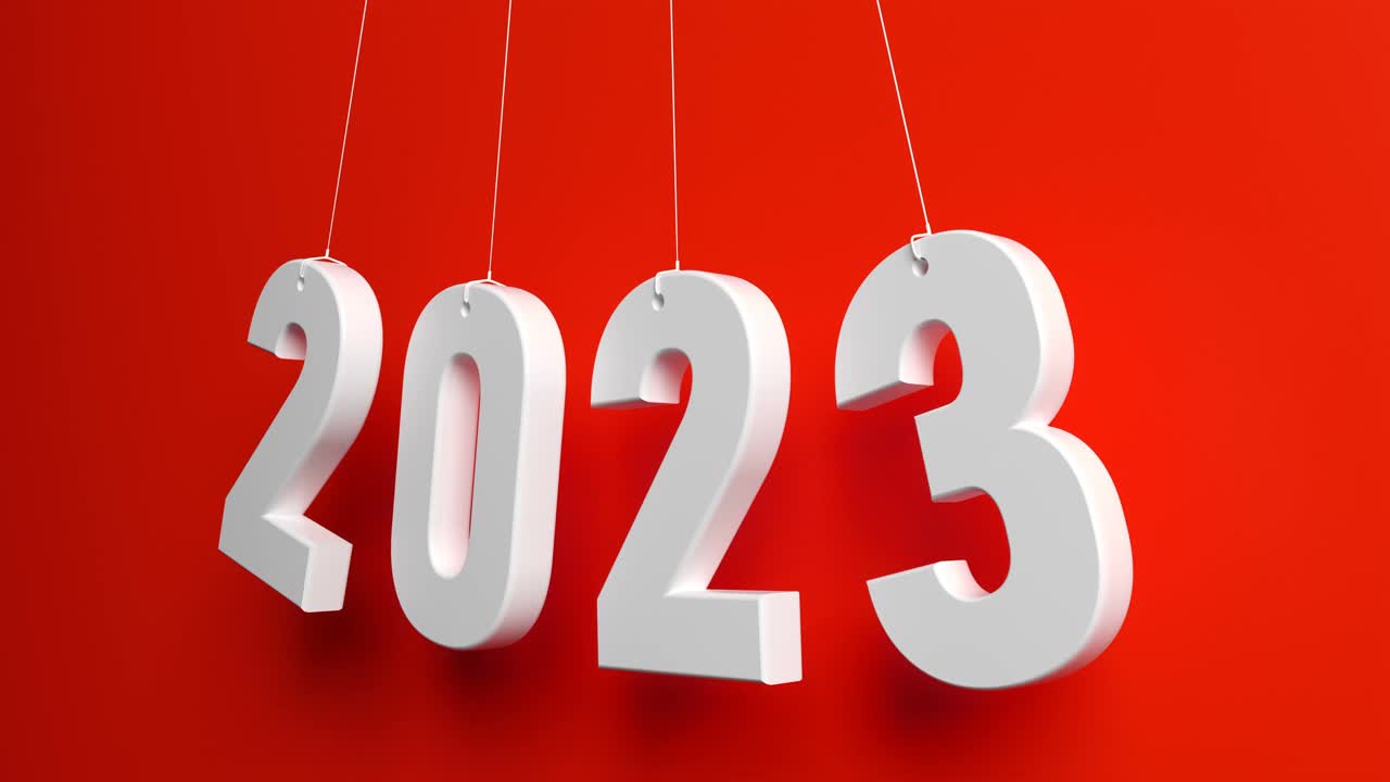 在红色环背景上组成2023的摇摆数字视频下载