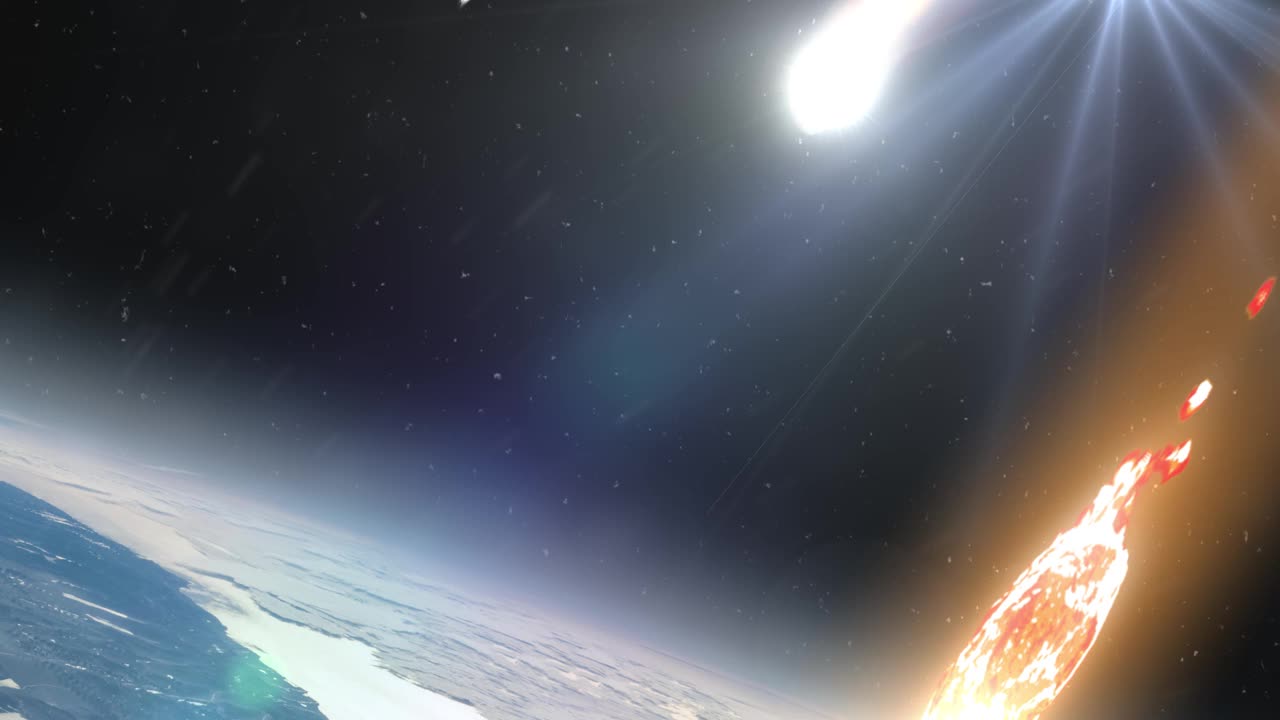 小行星流星在地球大气层中燃烧视频下载
