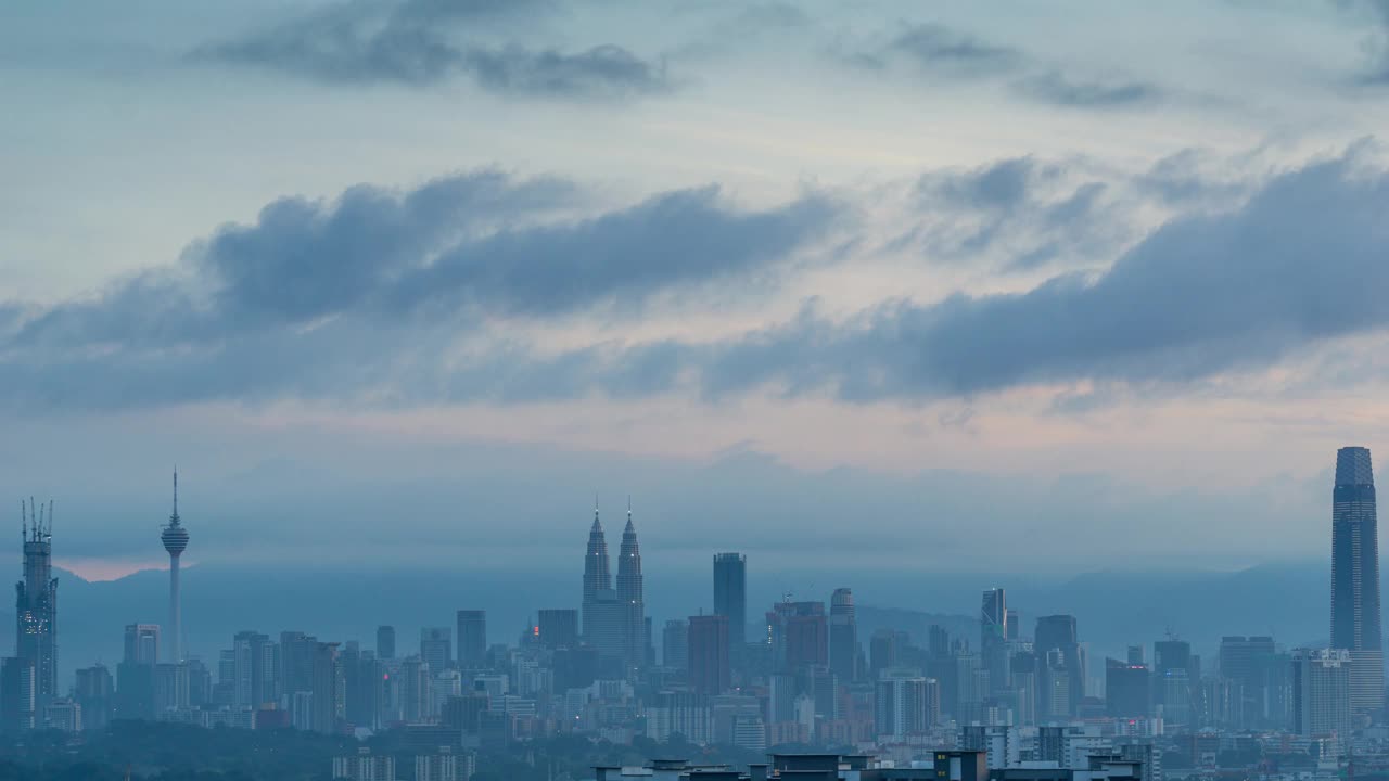 4K马来西亚吉隆坡市区上空移动的云朵。视频下载