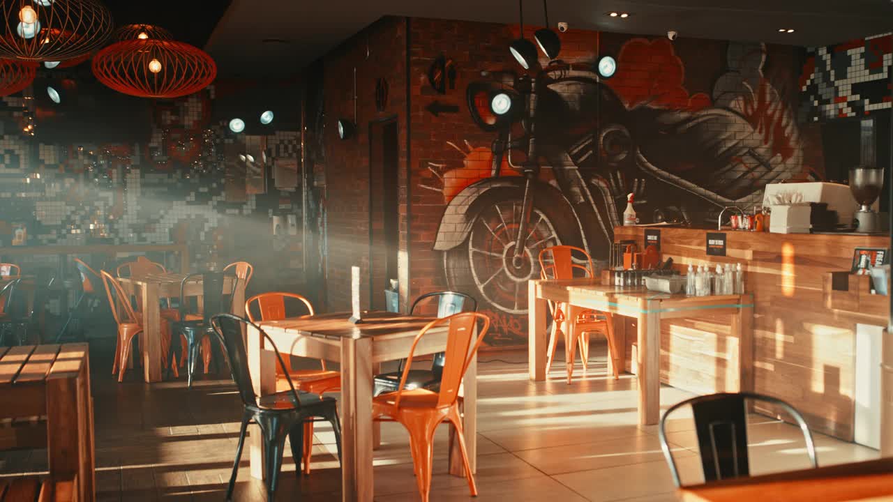 一段空餐馆的4k视频视频素材