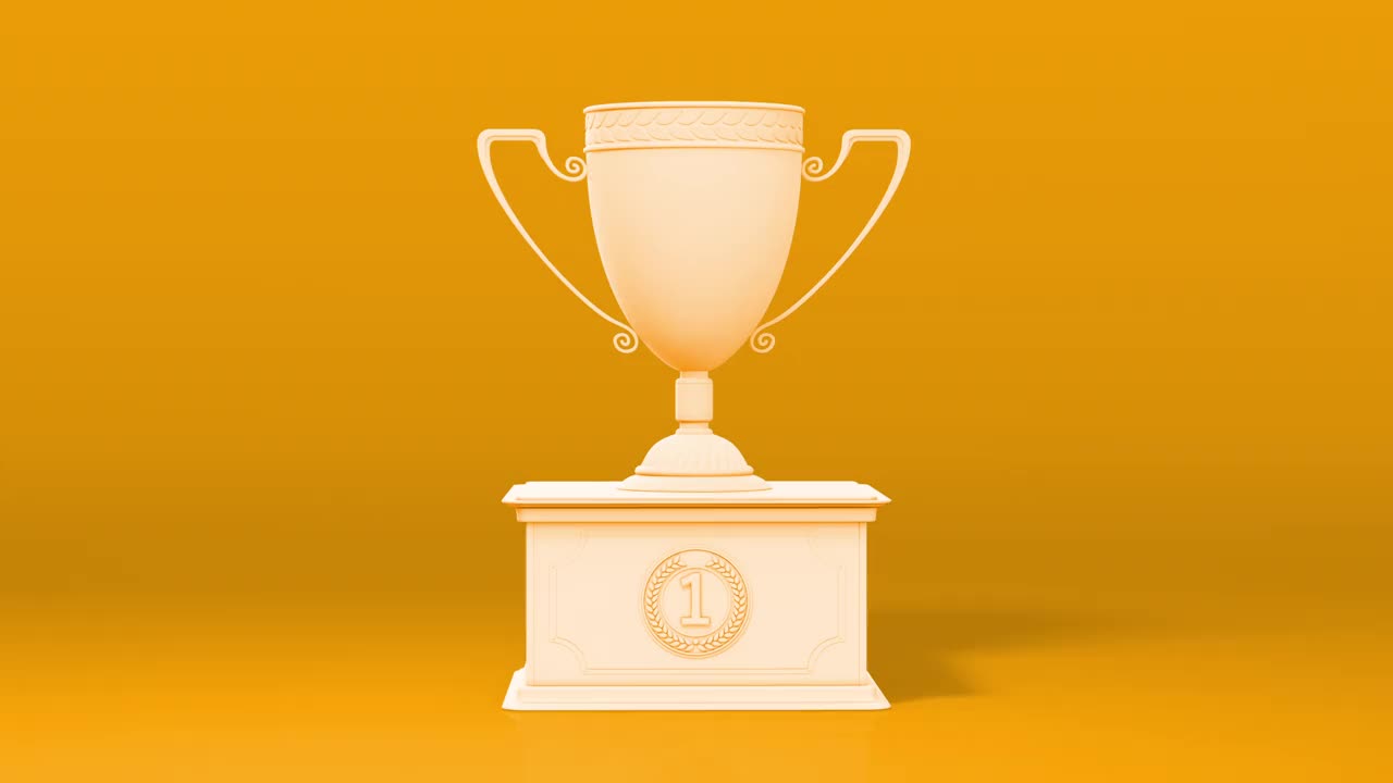基座上的橙色奖杯-比赛标志视频素材