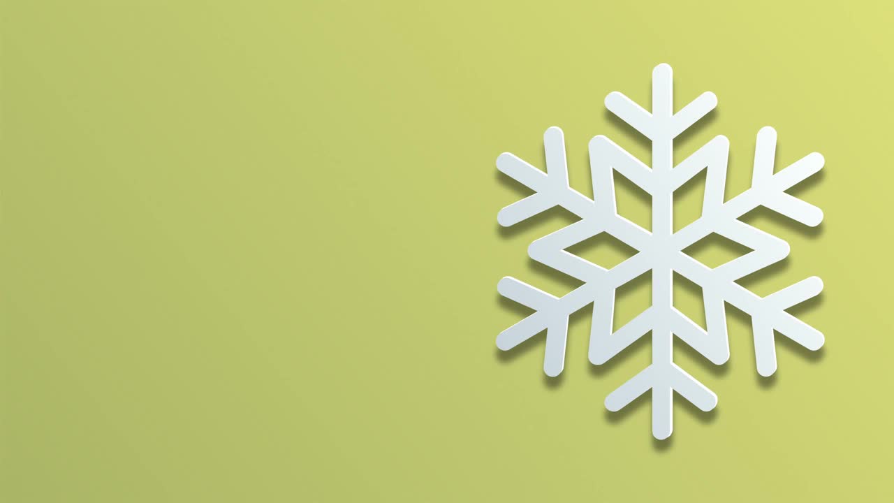 雪花在黄色复制空间背景动画素材视频-圣诞节，新年，冬天，购物，市场营销，企业和企业的概念-贺卡动画-包括绿色屏幕的色彩键控视频素材
