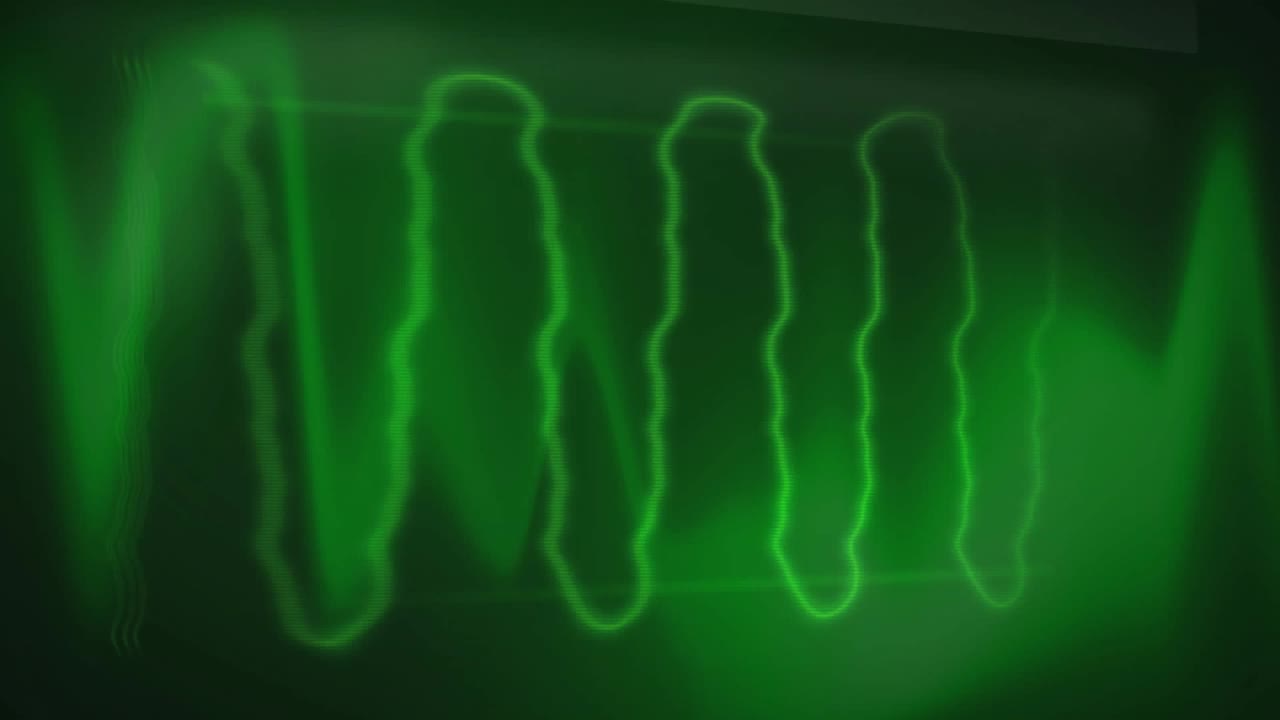 动画绿色波浪形式移动在黑色背景视频下载