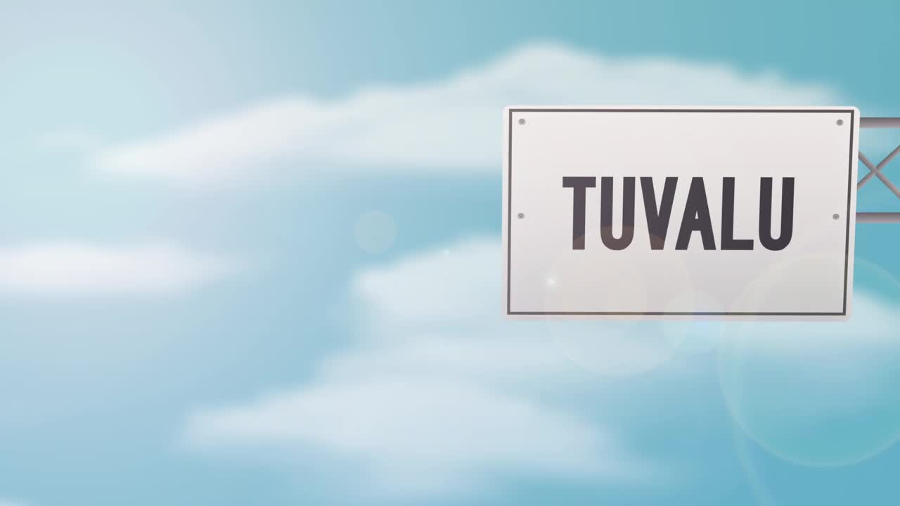 图瓦卢标题道路标志在蓝色多云的天空-股票视频视频下载