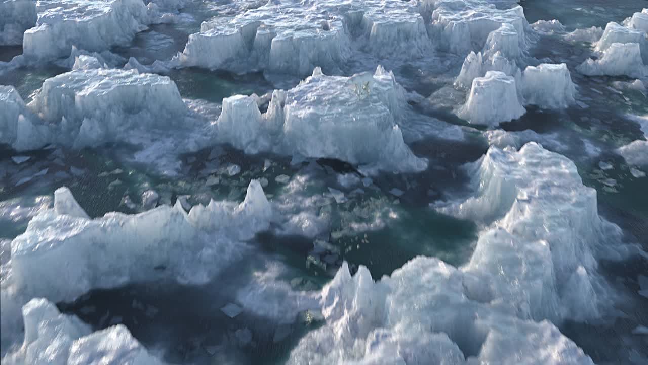 从无人机的角度来看，北极冰川正在融化视频素材