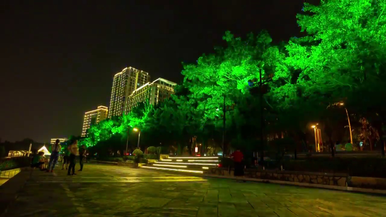 夜光三亚市河步行湾全景4k时间推移海南岛中国视频素材