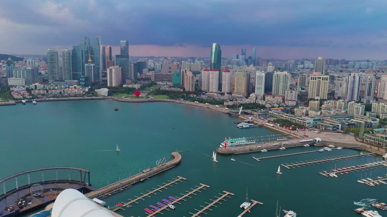 青岛中国4K高清航拍城市天际线视频素材