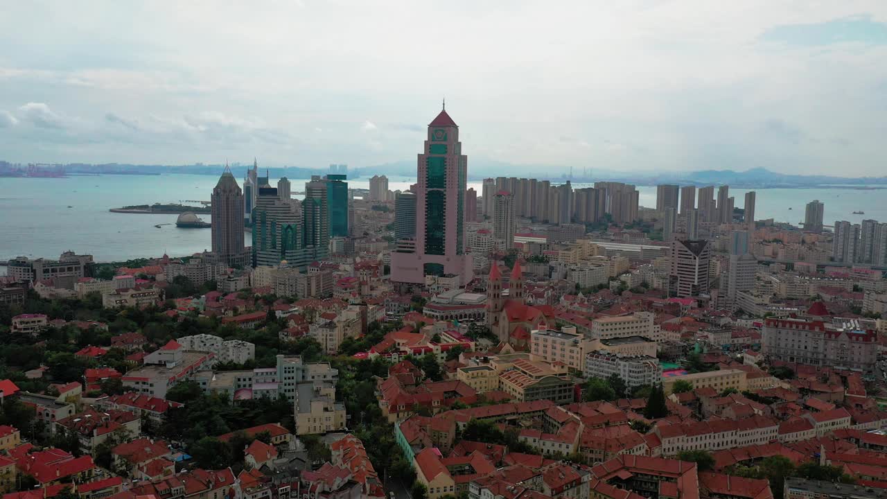 青岛中国4K高清航拍城市天际线视频素材