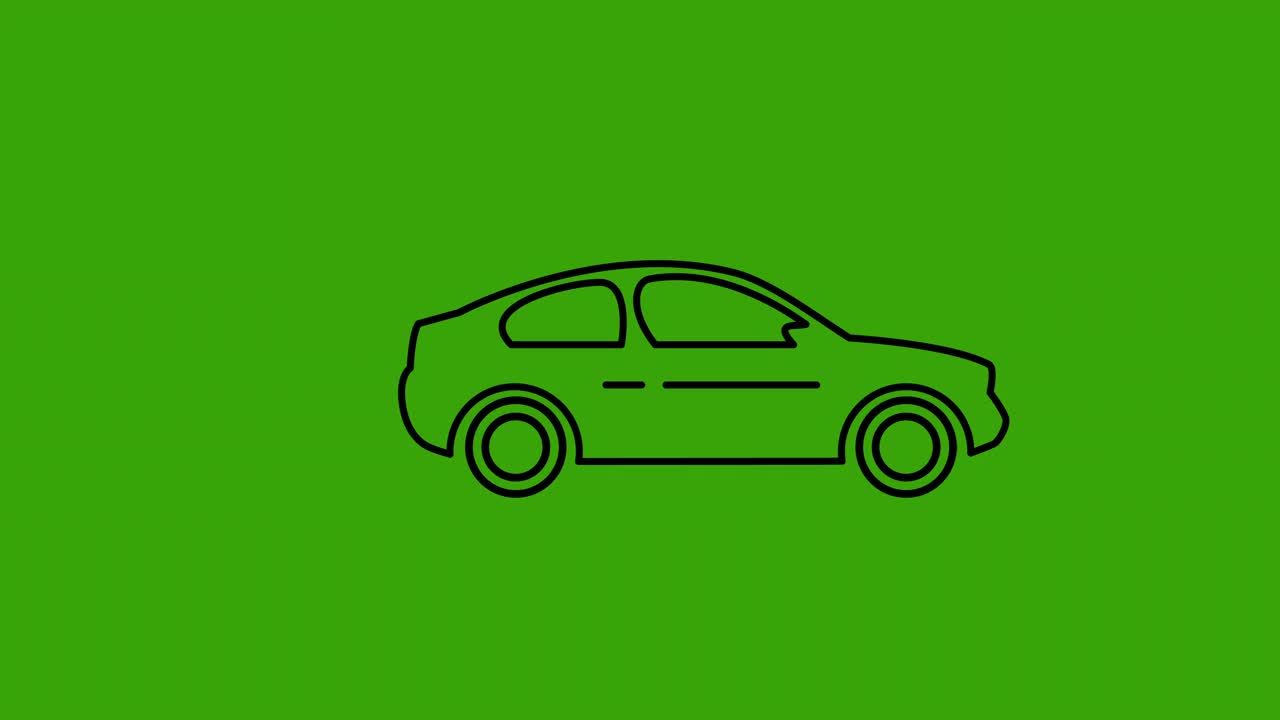 线条移动汽车动画在绿色屏幕上。4K视频运动图形动画。可以用于explayner视频。视频素材